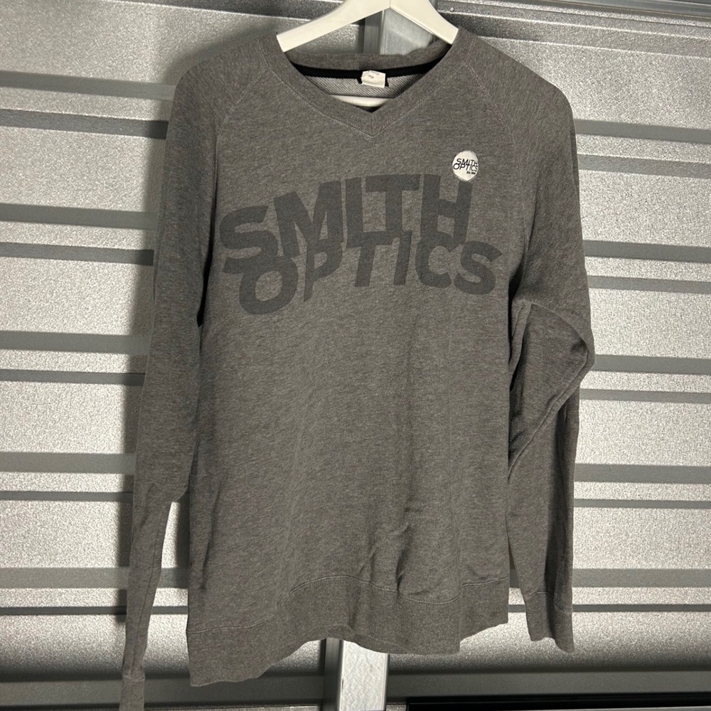 Smith Optics Sweatshirt Mens Large Gray V Neck Graphic Raglan Gorpcore Street